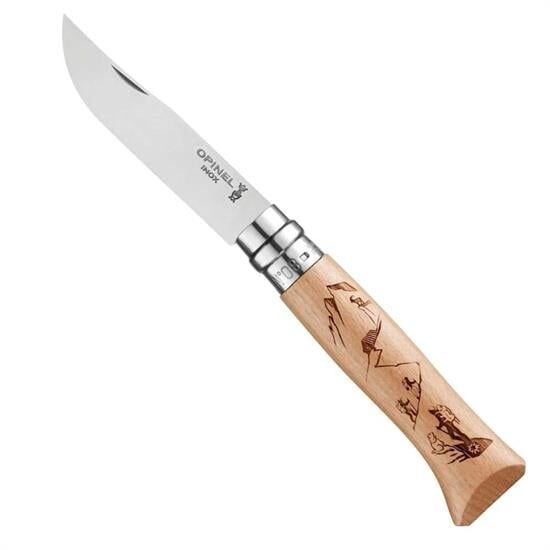 Opinel Inox No 08  Alpine Macera Yürüyüş Desenli Paslanmaz Çelik Çakı