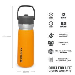 Stanley GO Iceflow Pipetli Paslanmaz Çelik Soğuk Su Termosu 0.65 LT Turuncu
